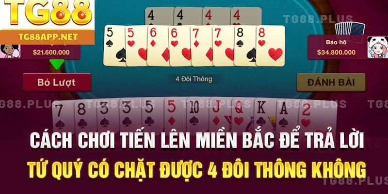 Cách chơi tiến lên Miền Bắc để trả lời tứ quý có chặt được 4 đôi thông không